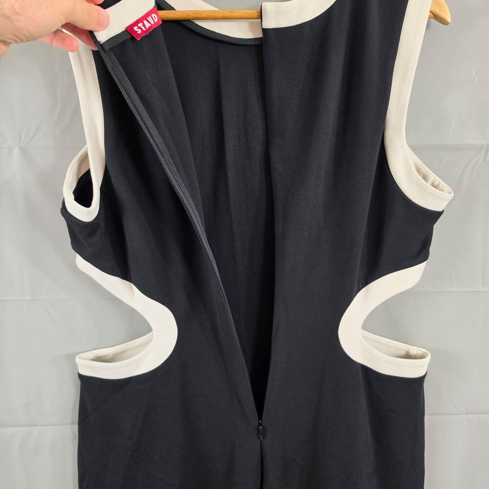 Staud Dress Medium Dolce Midi Black White Party Downtown Chic Minimalist Elegant - Picture 11 of 16
